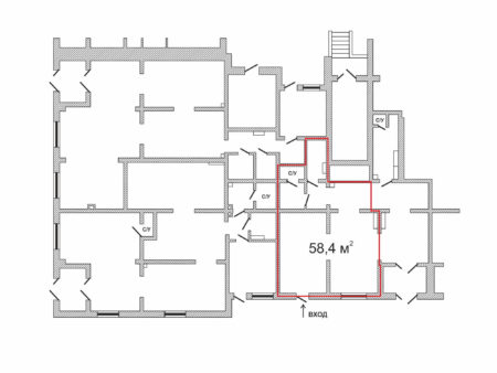План помещения ЖК "Квартет" (58,4 м²)