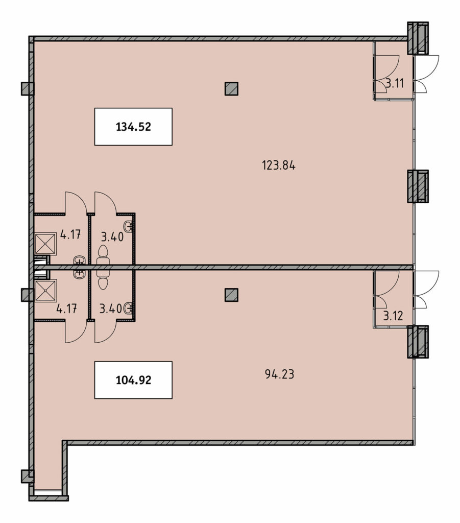 Гражданский пр. 107 (ЖК «МЕЙН ХАУС») - План помещений 105 м² и 134 м²